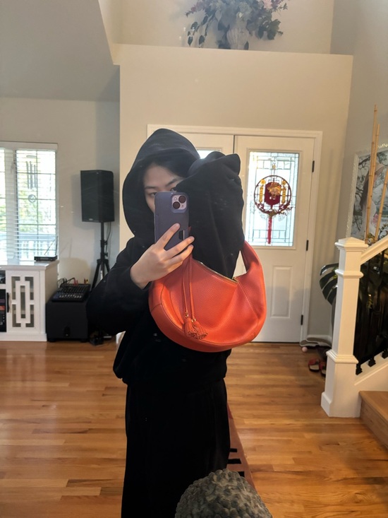 Cole Haan Orange Pebbled Leather Hobo Bag - Picture 8 of 8